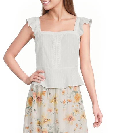 I.N San Francisco Flutter Sleeve Peplum Top