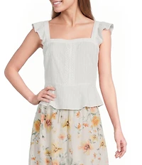 I.N San Francisco Flutter Sleeve Peplum Top