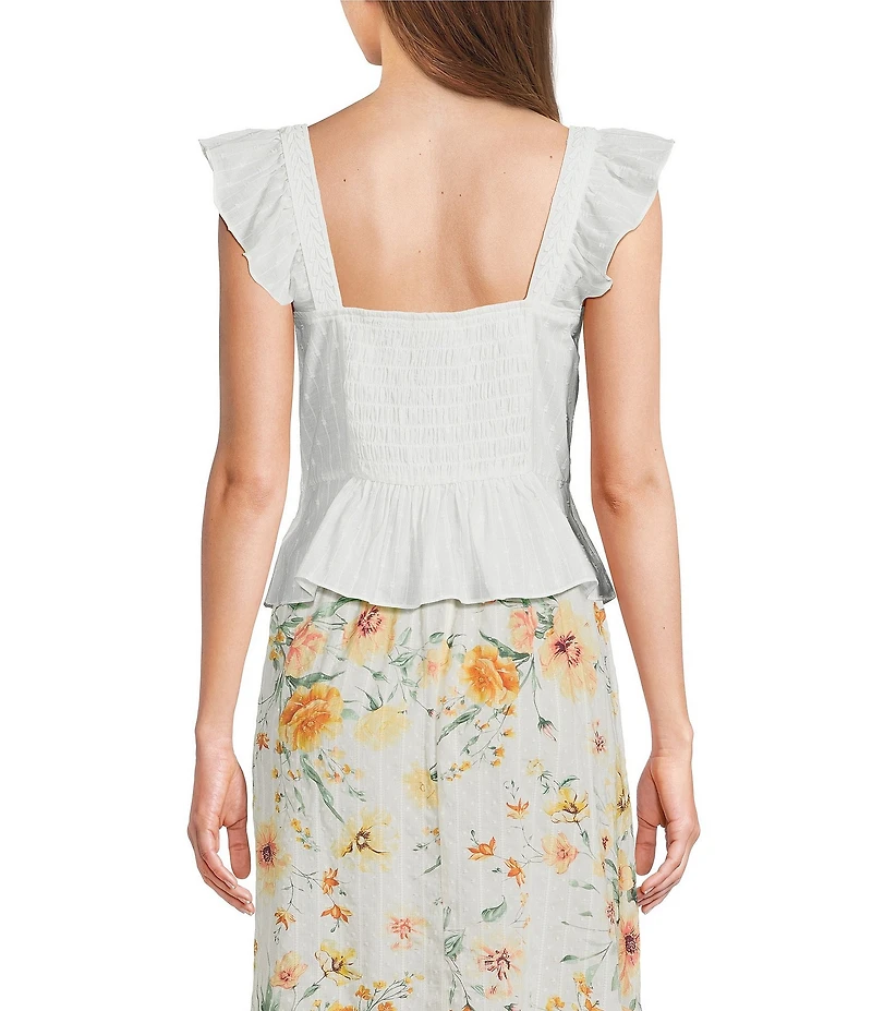 I.N San Francisco Flutter Sleeve Peplum Top