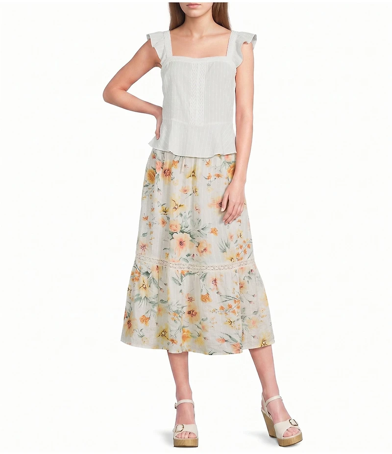 I.N San Francisco Flutter Sleeve Peplum Top