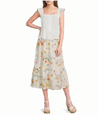 I.N San Francisco Flutter Sleeve Peplum Top