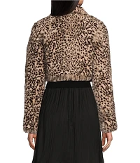 I.N San Francisco Long Sleeve Faux Fur Leopard Print Shrug