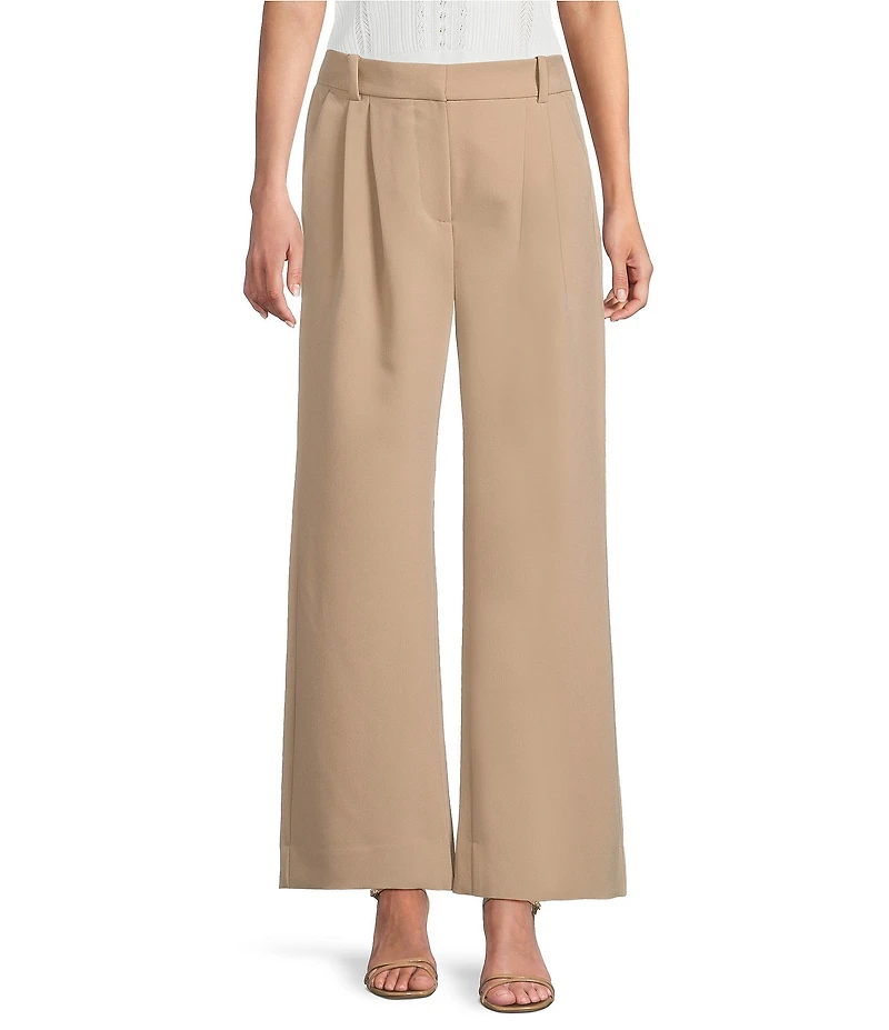 I.N San Francisco Pleated Mid Rise Wide Leg Tailored Twill Pants