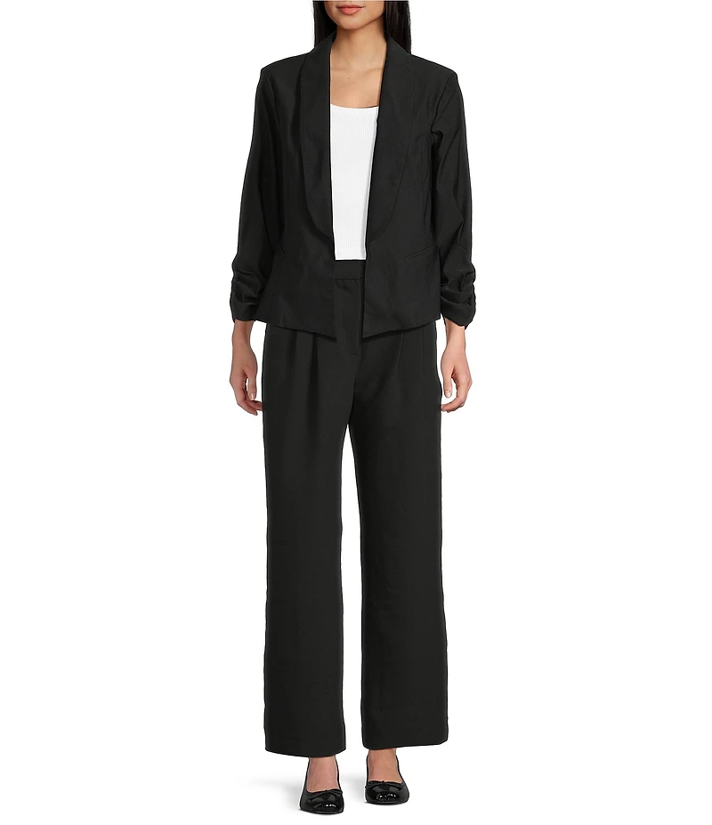 I.N San Francisco Pleated Mid Rise Wide Leg Tailored Twill Pants