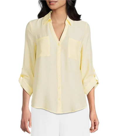 I.N San Francisco Spread Collar Pocketed Button Front Shirt