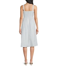 I.N San Francisco Striped Square Neck Corseted Waist Midi Dress