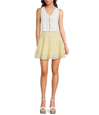 I.N San Francisco Tiered Lace Trim Skirt