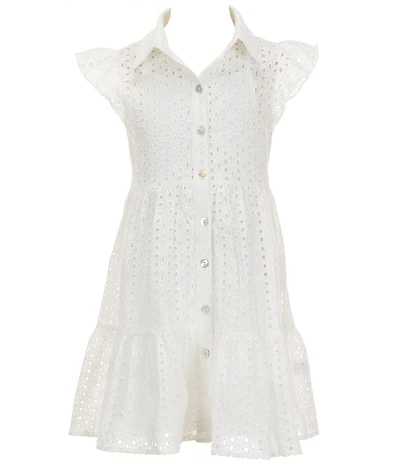 I.N. Girl Big Girls Flutter-Sleeve Eyelet-Embroidered Fit-And-Flare Dress