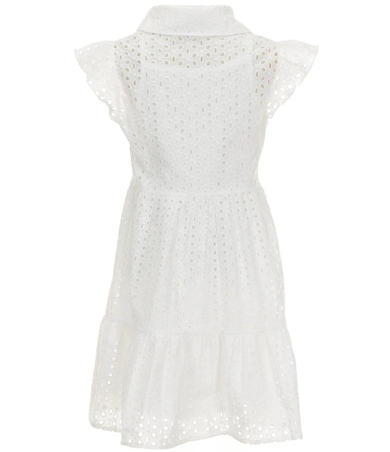 I.N. Girl Big Girls Flutter-Sleeve Eyelet-Embroidered Fit-And-Flare Dress