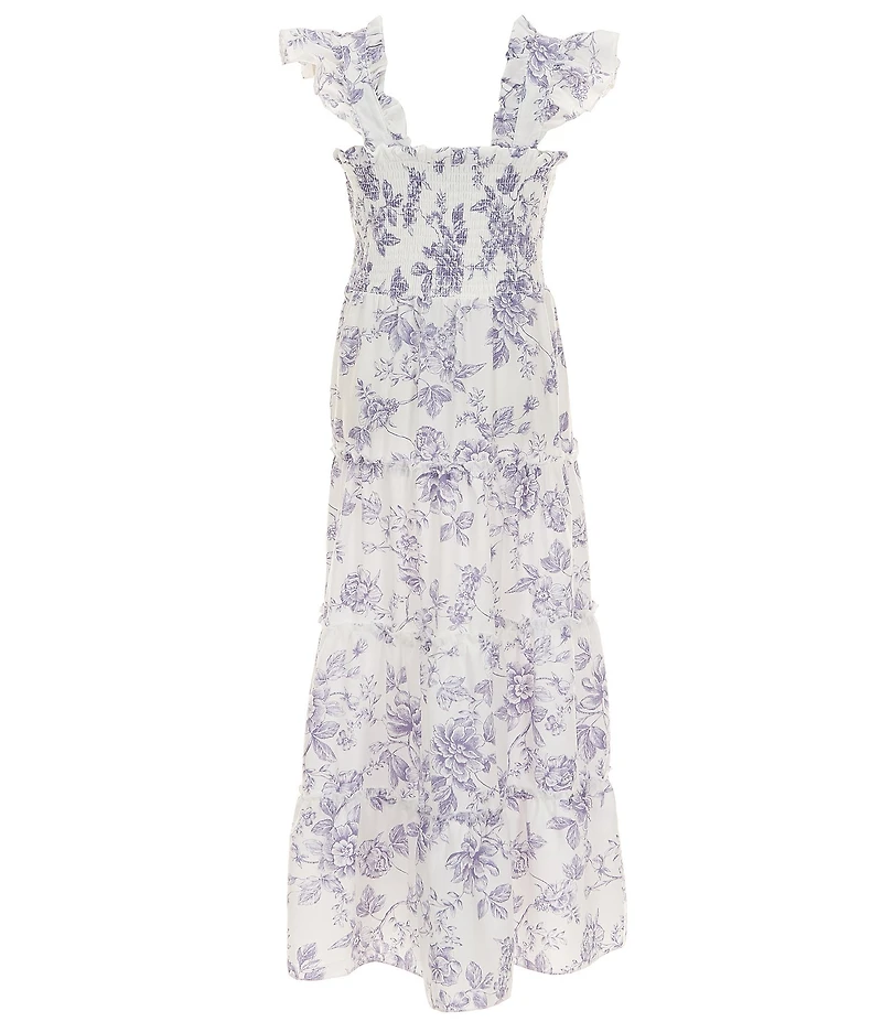 I.N. Girl Big Girls Flutter-Sleeve Toile Printed Drop-Waist Dress
