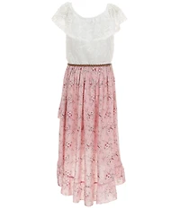 I.N. Girl Big Girls Patterned Lace/Floral High-Low-Hem Fit-And-Flare Dress