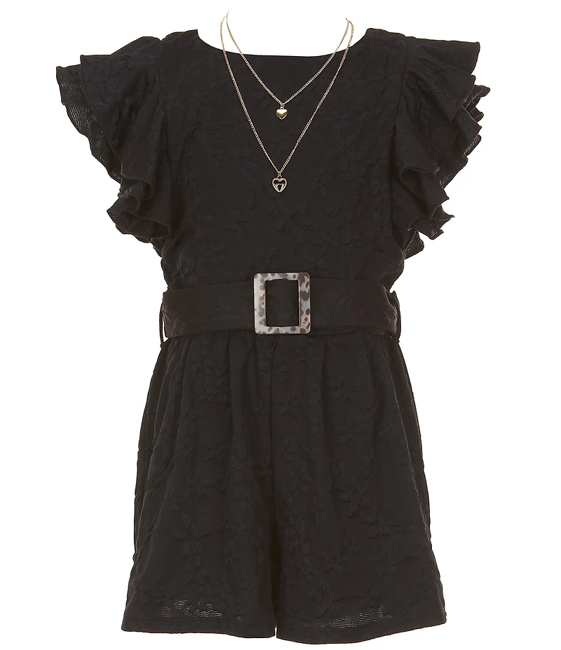 I.N. Girl Big Girls Ruffle Sleeve Daisey Knit Romper