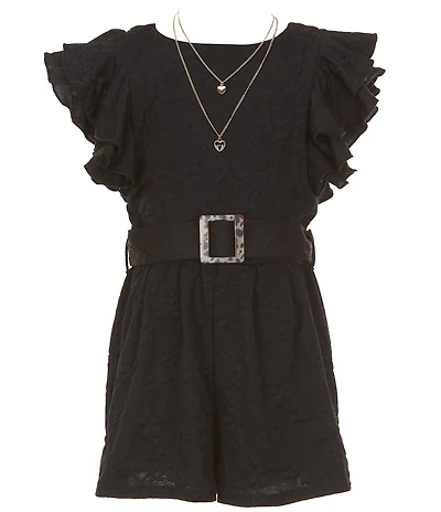 I.N. Girl Big Girls Ruffle Sleeve Daisey Knit Romper