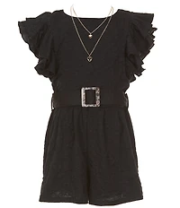 I.N. Girl Big Girls Ruffle Sleeve Daisey Knit Romper