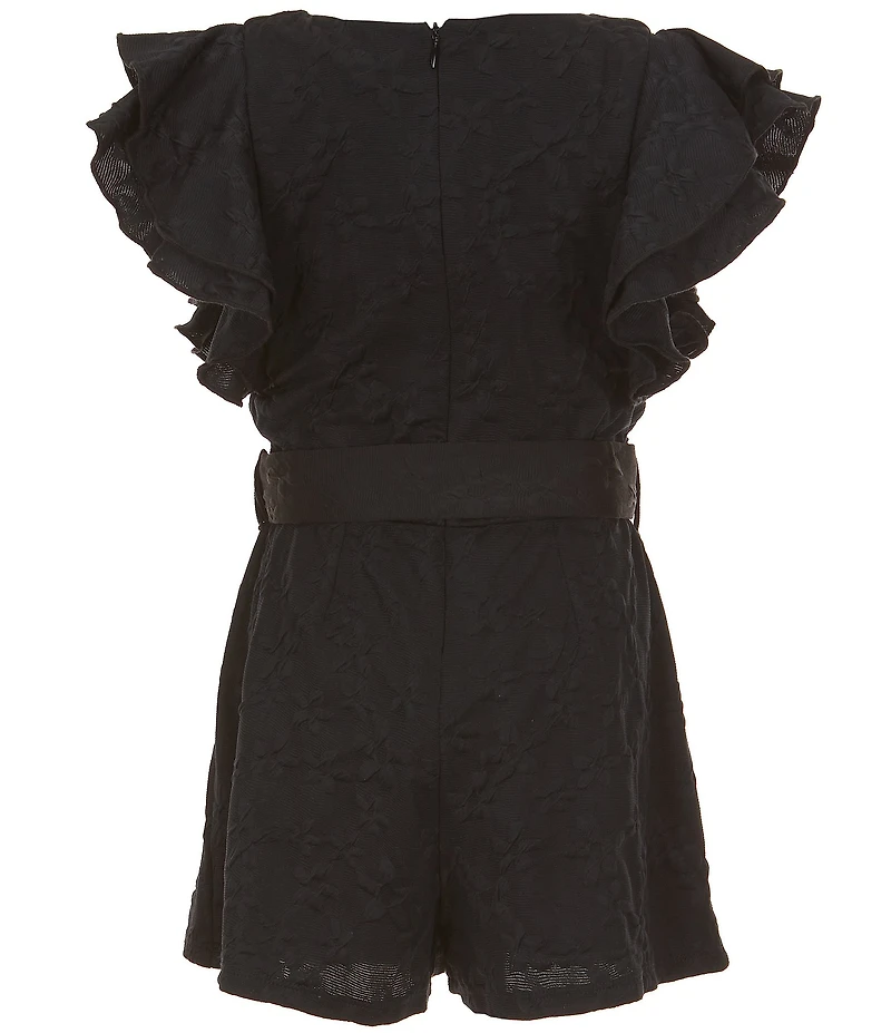 I.N. Girl Big Girls Ruffle Sleeve Daisey Knit Romper