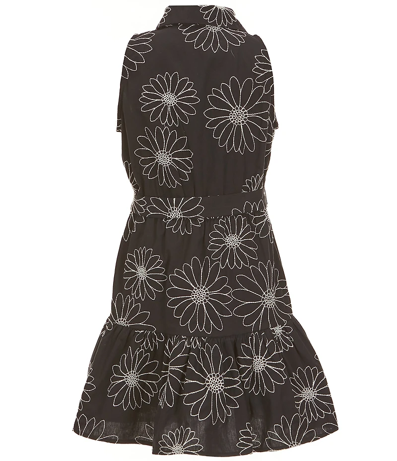 I.N. Girl Big Girls Sleeveless Floral-Embroidered Shirtdress