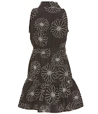 I.N. Girl Big Girls Sleeveless Floral-Embroidered Shirtdress
