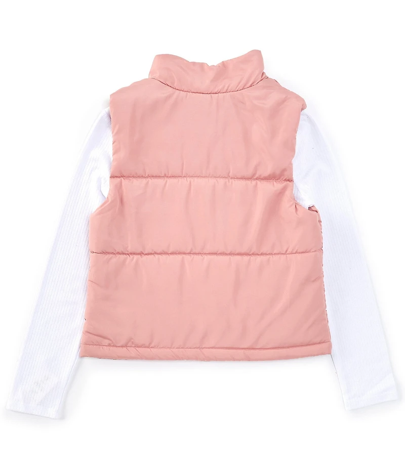 I.N. Girl Big Girls Sleeveless Puffer Vest & Solid Long-Sleeve Solid Rib-Knit Top