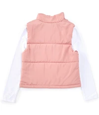 I.N. Girl Big Girls Sleeveless Puffer Vest & Solid Long-Sleeve Solid Rib-Knit Top