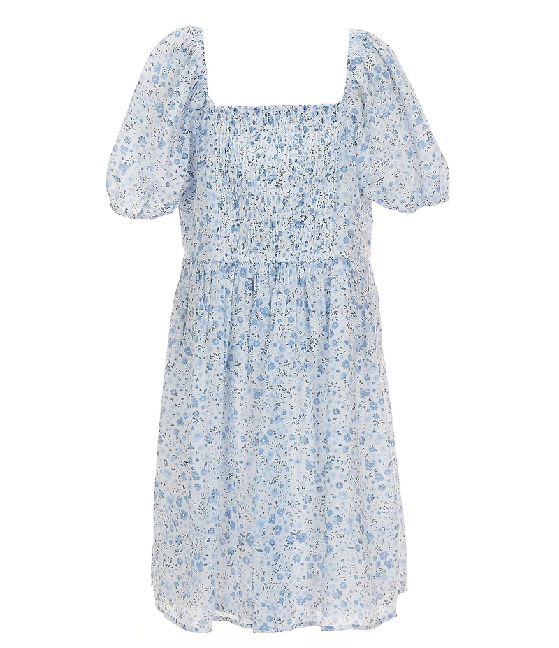 I.N. Girl Big Girls Sleeveless Western-Inspired Denim Vest & Short-Sleeve Ditsy-Floral Babydoll Dress Set