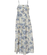 I.N. Girl Big Girls Tropical Print Tiered Sleeveless Maxi Dress