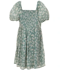 I.N. Girl Big Girls Western Vest & Short Sleeve Floral Print Fit & Flare Dress Set