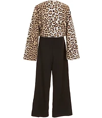 I.N. Girl Big Girls Long-Sleeve Animal-Printed Faux-Fur Jacket & Sleeveless Scuba Crepe Jumpsuit Set