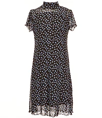 I.N. Girl Big Girls Long-Sleeve Denim Jacket & Short-Sleeve Floral Printed Sheer-Overlay Dress