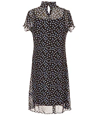 I.N. Girl Big Girls Long-Sleeve Denim Jacket & Short-Sleeve Floral Printed Sheer-Overlay Dress