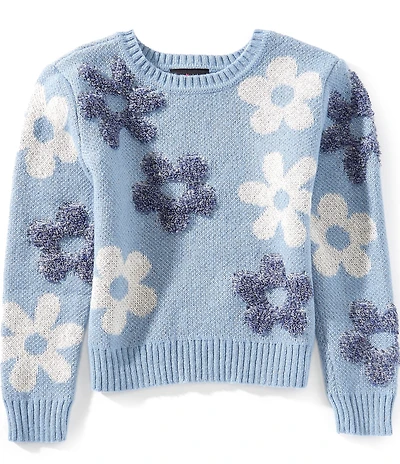 I.N. Girl Big Girls Long-Sleeve Flower-Applique Sweater