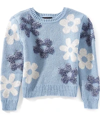 I.N. Girl Big Girls Long-Sleeve Flower-Applique Sweater