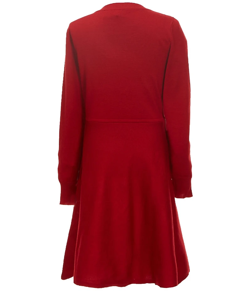 I.N. Girl Big Girls Long-Sleeve Sequin-Embellished-Bow-Motif Sweater Dress