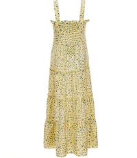 I.N. Girl Big Girls Long-Sleeve Solid Cardigan & Sleeveless Floral Printed Long Dress 2-Piece Set