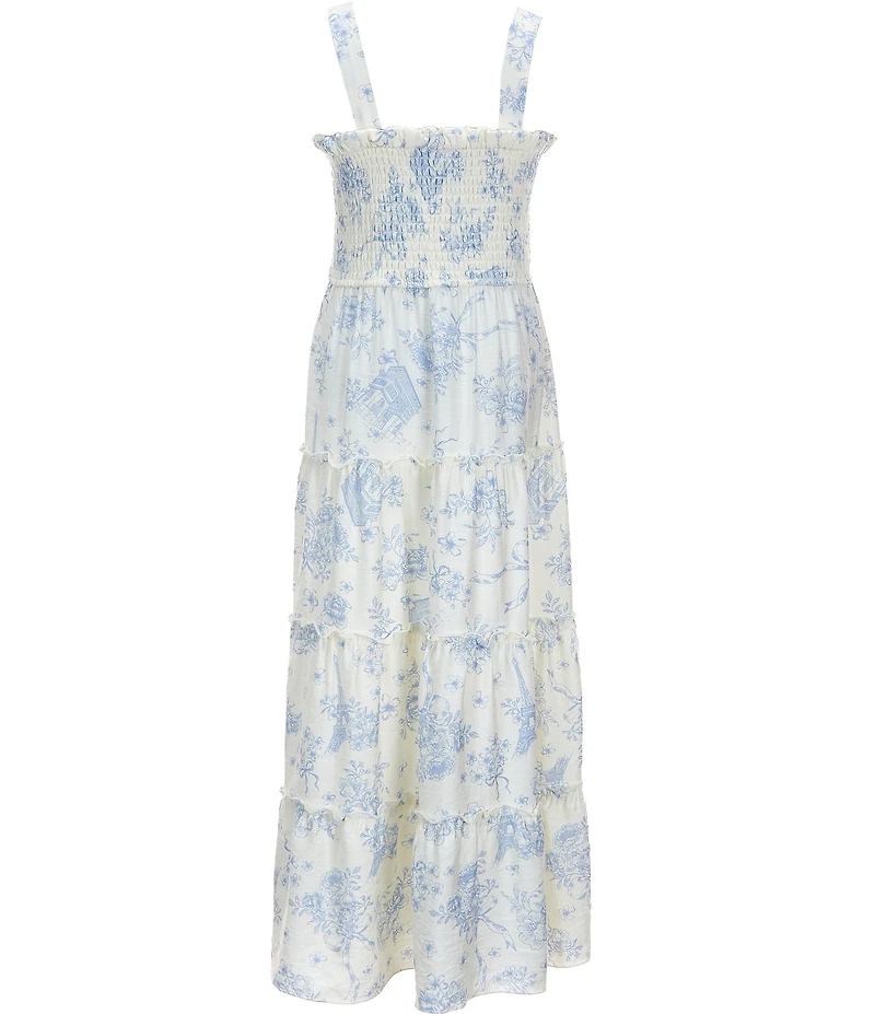 I.N. Girl Big Girls Long-Sleeve Solid Cardigan & Sleeveless Printed Long Dress 2-Piece Set