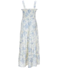 I.N. Girl Big Girls Long-Sleeve Solid Cardigan & Sleeveless Printed Long Dress 2-Piece Set