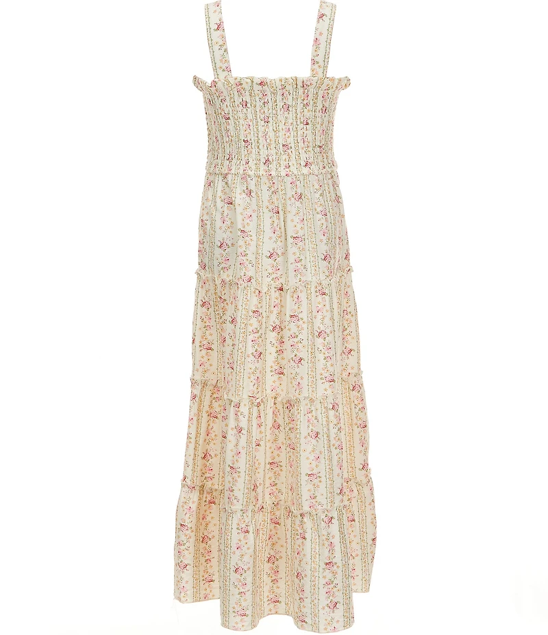 I.N. Girl Big Girls Long-Sleeve Solid Cardigan & Sleeveless Printed Long Dress 2-Piece Set