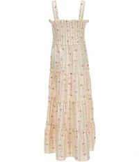 I.N. Girl Big Girls Long-Sleeve Solid Cardigan & Sleeveless Printed Long Dress 2-Piece Set