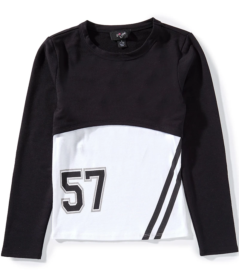 I.N. Girl Big Girls Long-Sleeve Solid Cropped Popover Top & Sleeveless Numeral #double;57#double; Camisole Set