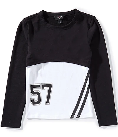 I.N. Girl Big Girls Long-Sleeve Solid Cropped Popover Top & Sleeveless Numeral #double;57#double; Camisole Set