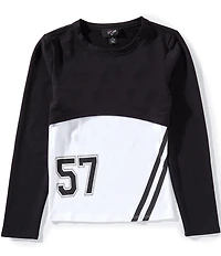 I.N. Girl Big Girls Long-Sleeve Solid Cropped Popover Top & Sleeveless Numeral #double;57#double; Camisole Set