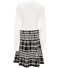 I.N. Girl Big Girls Long Sleeve Solid/Houndstooth Fit-And-Flare Dress