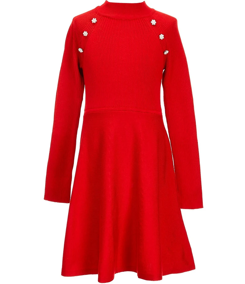 I.N. Girl Big Girls Raglan-Sleeve Rib-Knit Fit-And-Flare Dress
