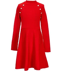 I.N. Girl Big Girls Raglan-Sleeve Rib-Knit Fit-And-Flare Dress