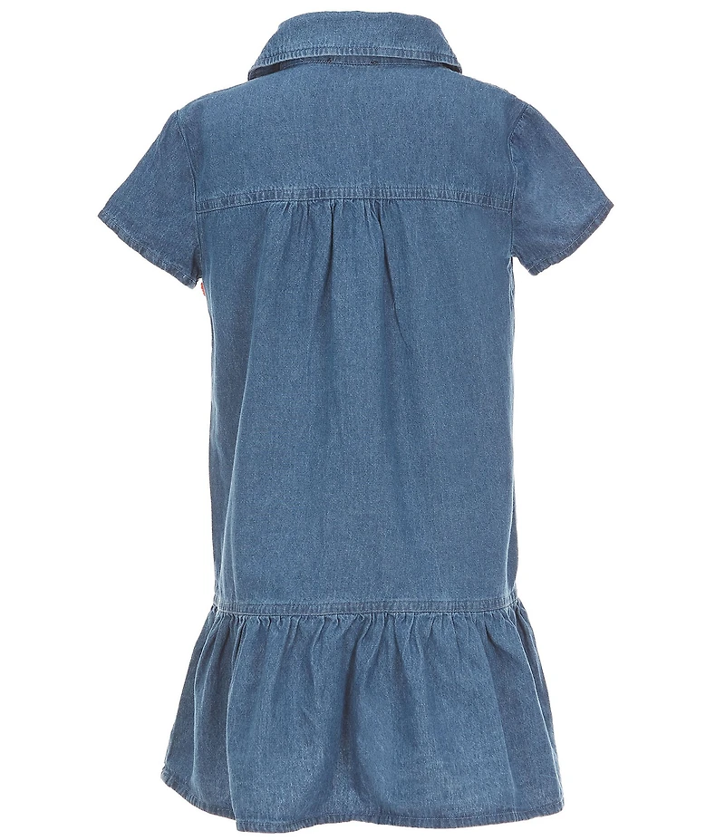 I.N. Girl Big Girls Short Sleeve Patch-Applique Denim Dress