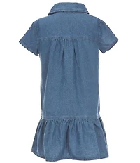 I.N. Girl Big Girls Short Sleeve Patch-Applique Denim Dress