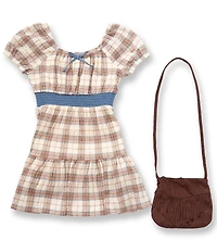 I.N. Girl Big Girls Short-Sleeve Plaid Peasant Emma Dress