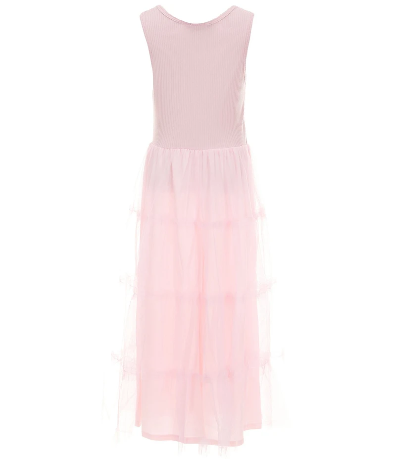 I.N. Girl Big Girls Short Sleeve Tie Front Screened Popover & Maxi Dress With Tiered Skirt Set