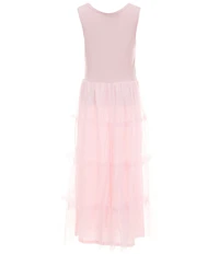 I.N. Girl Big Girls Short Sleeve Tie Front Screened Popover & Maxi Dress With Tiered Skirt Set