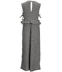 I.N. Girl Big Girls Sleeveless Gingham Print Smocked Bodice Peplum Jumpsuit