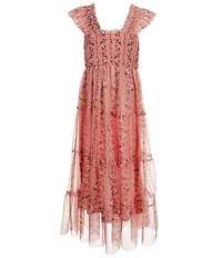 I.N. Girl Big Girls Sleeveless Floral-Printed Smocked-Bodice/Ruffled Skirted Long Dress